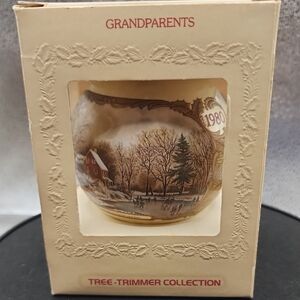 Hallmark Glass Ornament "Grandparents" Dated 1980.